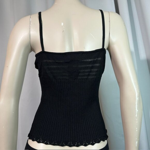 August Silk Black Knit Camisole Tank 100% Silk Size XL - Picture 2 of 5